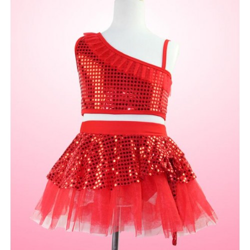Girls Jazz/Latin/Ballet Dance Costume Kids Party Dress up Dancing Top Skirt Performances Stage Outfit